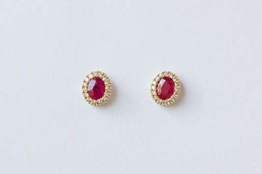 Aretes rubies y diamantes